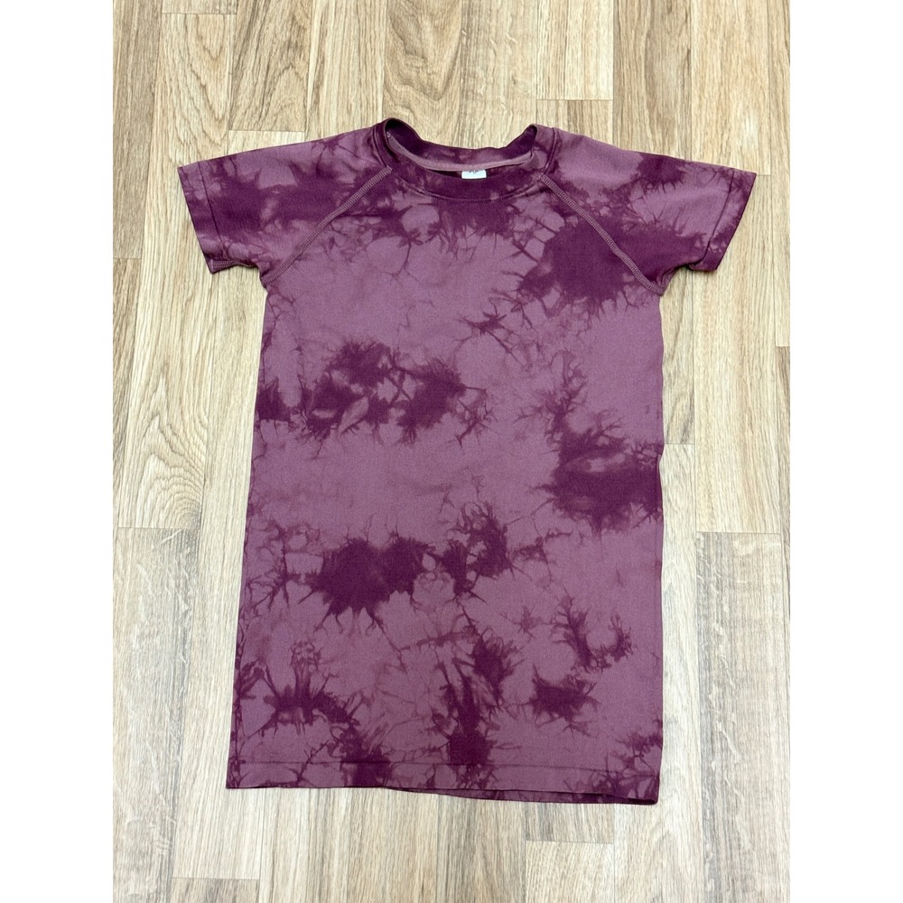 Zella Girls Purple Tie Dye Seamless Short Sleeve Active Tee Size M 8/10